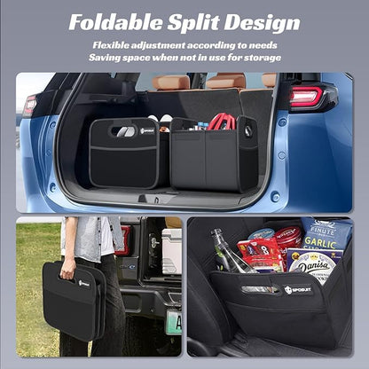 Sposuit Trunk Organizer for Car - Collapsible Split Trunk Storage with Reinforced Handles, SUV Trunk Organizers for Grocery Cargo(Black, 2Pack)