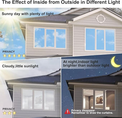 MAGIDEKOR Window Privacy Film One Way, Reflective Mirror Window Film Daytime Privacy, UV Sun Blocking Heat Control Static Cling, Window Tint for Home Office - 17.5 Inch X 16.4 Feet