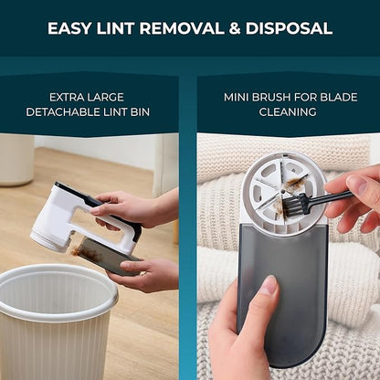 True & Tidy XL Fabric Shaver & Lint Remover, LED Digital Display, 3 Speeds, 6-Blade Stainless Steel w/Extra Blades, Type-C Fast Charging, 2.5-3.5 Hours Runtime, for Clothes, Furniture & Upholstery