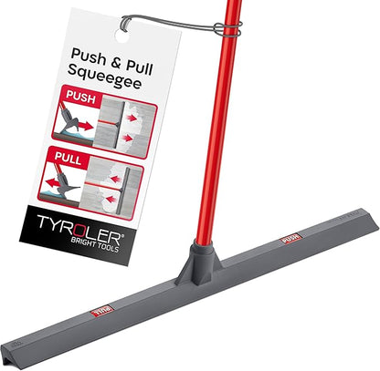 Tyroler Floor Squeegee for Concrete Floors, 24" Heavy Duty Squeegee for Floor, Squeegees Broom for Floors with 55" 4 Part Handle Perfect for Tiles, Marble, Garage, Deck, Patio, Bathroom, Shower
