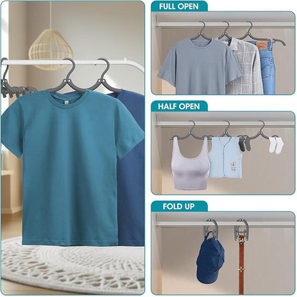 30 Pcs Travel Hangers Portable Foldable Travel Hanger Organizer, Plastic Cruise Essentials Clothes Drying Rack Folding Hangers for Camping Flying RV Europe Vacation Essentials Suitcase, Dark Grey