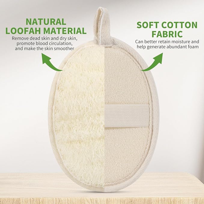 6 Pack Natural Loofah Body Scrubber (6 Pack) - 6.2 * 4.3 Inch Exfoliating Loofah for Removing Dead Skin and Dry Skin, Large Size Loofah Body Sponge for Women and Men to Clean Pores