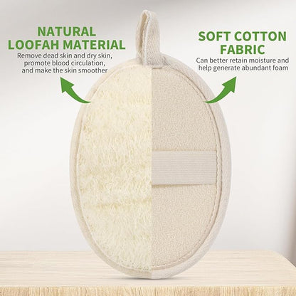 6 Pack Natural Loofah Body Scrubber (6 Pack) - 6.2 * 4.3 Inch Exfoliating Loofah for Removing Dead Skin and Dry Skin, Large Size Loofah Body Sponge for Women and Men to Clean Pores