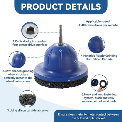 Wheel Hub Resurfacing Kit, 6 Inch Wheel Hub Polisher and Resurfacing Automotive Tool with Drill Adapter, Wheel Hub, Rim & Rust Removal Tool for sedans, Vans, Trucks and Sprinters