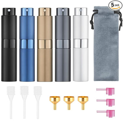 Tekson Travel Perfume Atomizer Refillable 8ml (5 PCS), Travel Cologne Sprayer Mini, Perfume Bottle Empty Small (Blue)