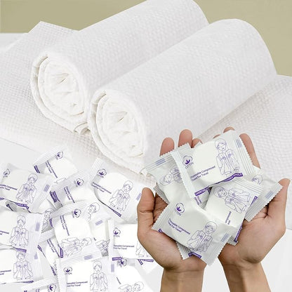 Extra Large 23 x 12 inch Disposable Compressed Towel, 16 Pack Expandable Bulk Travel Towels for Camping, Hiking, Gym, Face & Body, Lightweight Portable Reusable