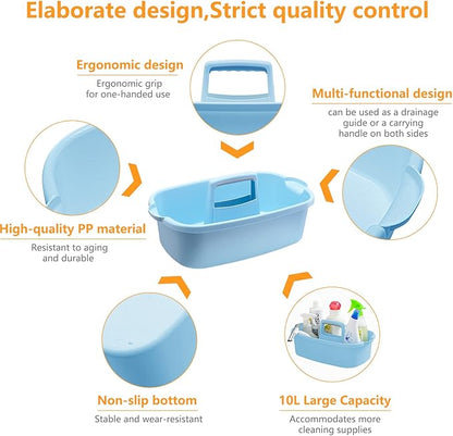 Goderewild Multi-Purpose Plastic Cleaning Caddy with Handle, Shower Caddy Organizer/Storage Basket/Totes Portable for Bathroom Supplies, Cleaning Products, Under Sink Tool, Housekeepers (Blue)