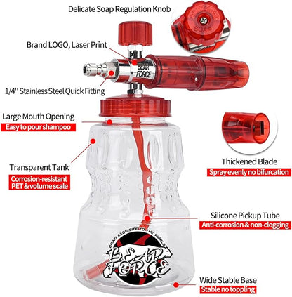 High Pressure Washer Spray Gun & Foam Cannon 32oz & Kink Resistant Hose 32ft Kit, Short Handheld & Water Hose Set, Compatible with Some of Ryobi, Greenworks, CRAFTSMAN Portland Most Brand Power Washer