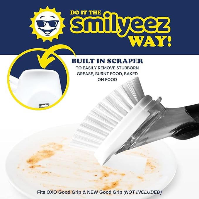 Smilyeez Replacement for OXO Dish Brush Refill Head, 4-Pack, Easy to Install Dish Brush Replacement Head, Dishwand Refills for OXO Brush