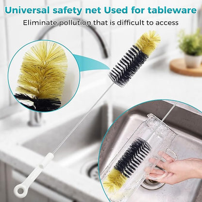 12 Pack Glass Tube Pipe Cleaner Brush Set, for Cleaning Long Neck Bottle, Bent Glass Tube,17-inch Long Handle Brush,8.2-inch Different Diameters Brushes,35-inch Flexible Double Ended Cleaner