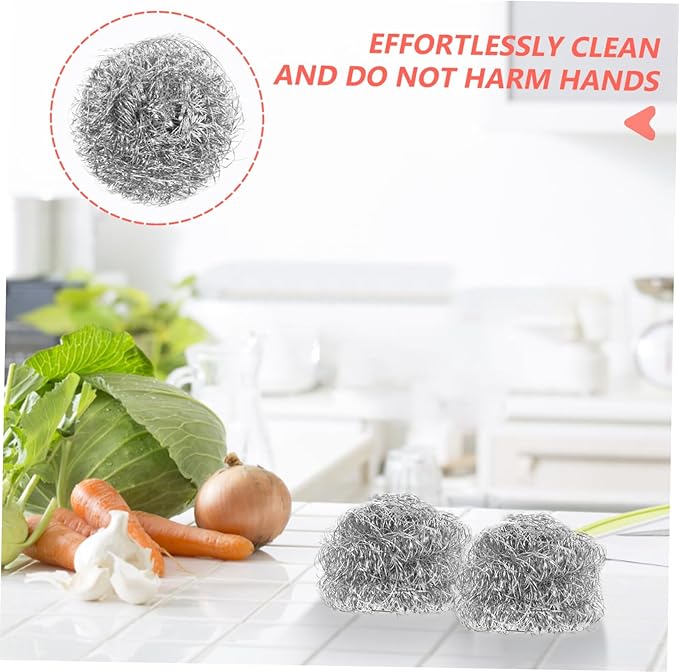 PRETYZOOM Stainless Steel Kitchen Cleaning Balls Dish Washing Tool for Effortless Pot Pan and Dish Cleaning Non Scratch Scourers for Practical Kitchen Use