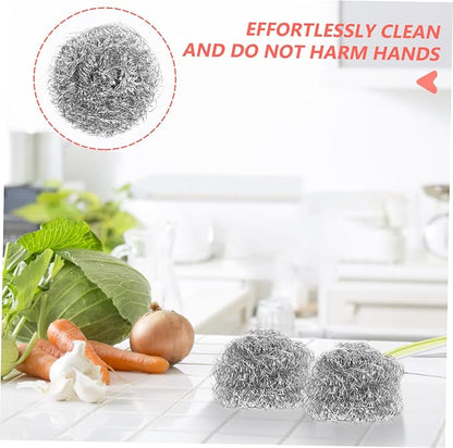 PRETYZOOM Stainless Steel Kitchen Cleaning Balls Dish Washing Tool for Effortless Pot Pan and Dish Cleaning Non Scratch Scourers for Practical Kitchen Use