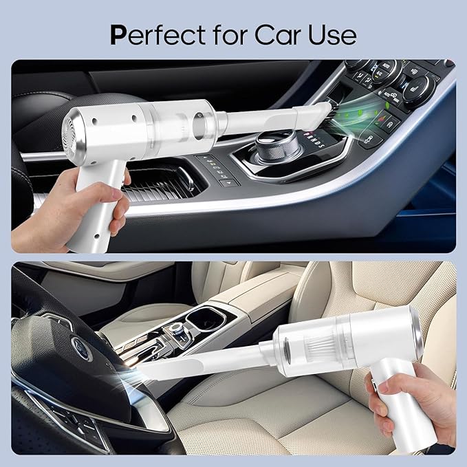 Mini Vacuum Cleaner for,2 in 1 Keyboard Vacuum Cleaner Wireless Handheld,Car Vacuum with Brushless Motor High Power 120W Rechargeable Easy to Clean Car Interior (White)