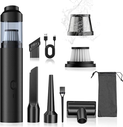 Mini Vacuum Portable Cordless Handheld Vacuum Cleaner, 4-in-1 Small Vacuum with 2 Suction Modes and 16kPa for Desk, Computer, Keyboard & Car, Desktop Vacuum with Blowing & Inflating 2 Modes