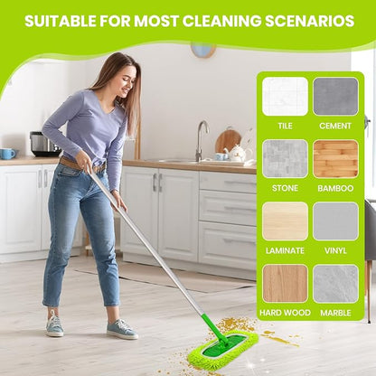 8 Pack Chenille Mop Refill Pads, Reusable Microfiber Mop Pads for 10''–12'' Flat Mops, Washable Dry& Wet Pads Refill for Hardwood, Tile, Compatible with Swiffer Sweeper