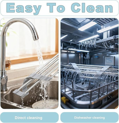 Triangle Dish Drying Rack, Corner Sink Caddy, Over The Sink Corner Drainer with Sponge Holder | Foldable, Non-Slip Stainless Steel for Kitchen Sink | Space Saving Design