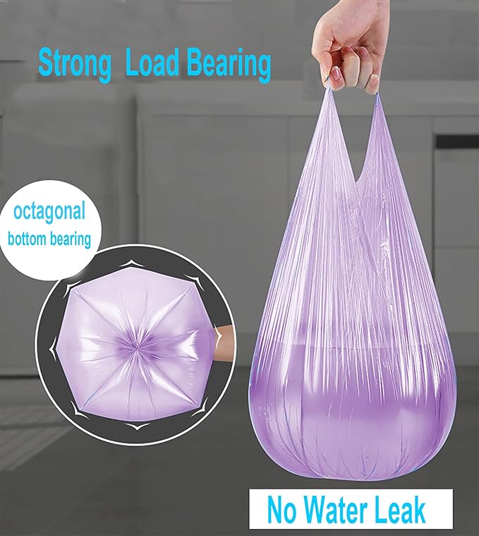 4 GALLON Bathroom Trash Bags Purple, 200 Counts Small Garbage Bags for Office, Bathroom Wastebasket Waste Bin Black Portable Rubbish Bags