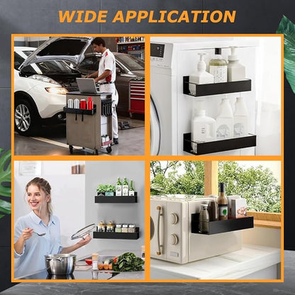 2 Pcs Magnetic Spray Can Holder,with 4 Pcs Small Hooks Wall Mounted Spray Bottle Rack Magnet Toolbox Holder Rack for Garage and Home, Craft Workspace(COLOR:Black)