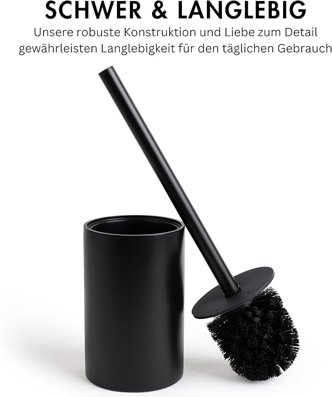 Yew Design Matte Black Toilet Bowl Brush for Bathroom with Holder - Bathroom Cleaner Scrubber with Sleek Design, Sturdy, and Durable Bristles