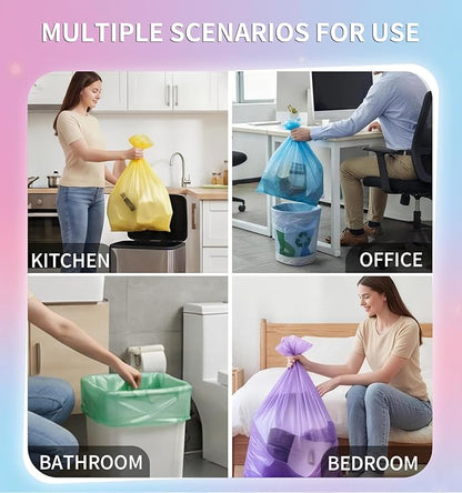 5 Gallon Trash Bags Extra Thick - 18 Liter Garbage Bags Unscented for Bathroom, Small Plastic Wastebasket Liners for Home Office Bedroom,150 Count 5 Color