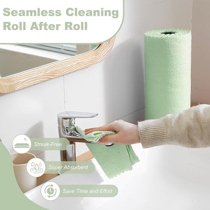 Jessy Home 2 Roll Reusable Paper Towels,100 Sheets Tear Away Microfiber Cleaning Cloth, Lint Free Clean Rags for Kitchen, Dishcloth,Household Cleaning Supplies