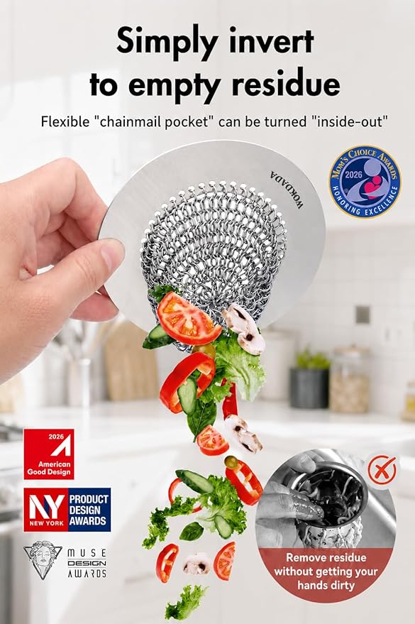Wokdada Sink Drain Strainer, Reversible No Clog Mesh Kitchen Sink Drain Strainer, 304 Stainless Steel & Rust-Proof/Masterfully Handcrafted, Easy Clean, Dishwasher Safe, Fits Standard Sink Drain