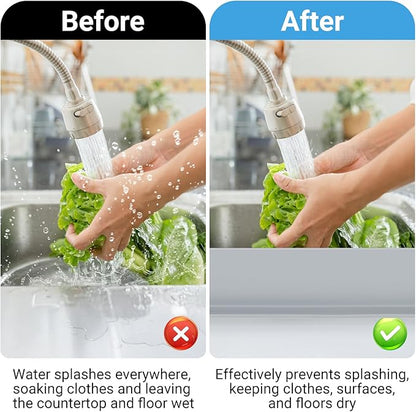 19.3 inch Kitchen Sink Splash Guard, Silicone Sink Baffle Splash Guard, Backsplash Protector for Kitchen Countertop & Bathroom Bathtub with Non-Slip Strong Suction, Gray, Pack of 2