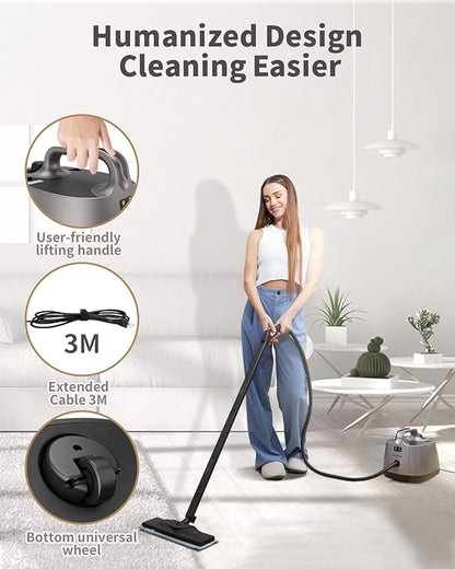Steam Cleaner for Home, 293°F 58 PSI Powerful Multipurpose Handheld Steam Mop, 21 Attachments, 50Oz Capacity, Heavy Duty Steamer for Carpets, Floors, Cars, Tiles, Crack Cleaning, Turquoise