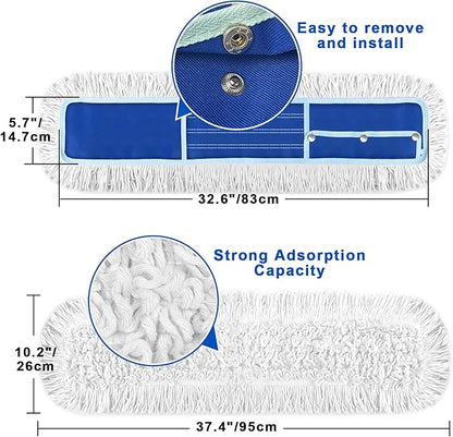 36" Dust Mop Replacement Pad: 2 Pack Fit 36" Commercial Dust Mop/Broom - Durable Thick Washable Cotton Dry Mop Head for Hardwood Tile Schools Offices Industrial Cleaning（ B0FMYK8YZ7）