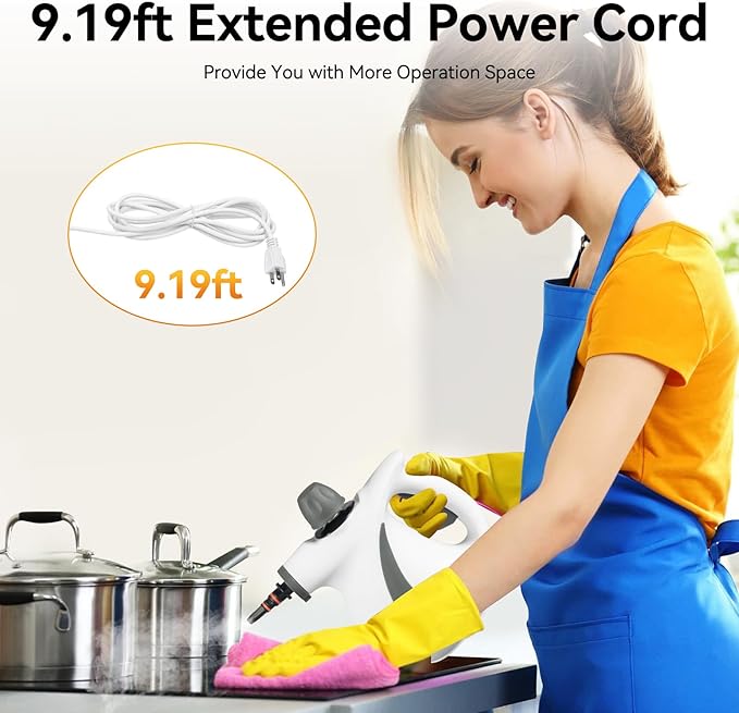 Handheld Steam Cleaner, 1050W Upgrade Steam Cleaner for Home Use, Powerful Natural Multi‑Surface Steam Cleaner, 239°F Steam, Runs 10–15 min, 11.8oz Tank for Car Tile Grout Couch Floor Bed Cleaning