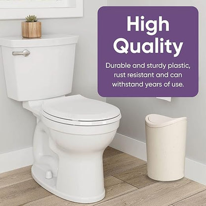 Superio Small Bathroom Trash Can with Lid, Modern White Mini Waste Bin with Swing Lid (1 1/2 Gallon, 6 Liter) Plastic Garbage Can for Kitchen, Bathroom, Bedroom, Office, Under Desk (2, Ecohome)