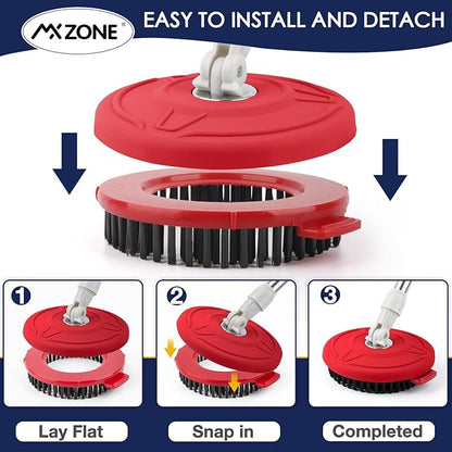 Spin Mop Brush for Hurricane 360°Spin Mop Systems, Scrubber Brush Replacement Head with Stiff Bristle, Great for Bathroom Kitchen Pool, Glass and Tile Walls, Round Shape Standard Universal Size