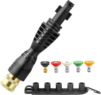 FIXFANS Pressure Washer Gun Adapter with 1/4” Quick Connector, 6 Inch Power Washer Wand Replacement Kit 5 Spray Nozzles and 1 Tips Holder- Compatible with Some Ryobi, Portland, Husky Pressure Washers