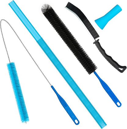 Dryer Vent Cleaner Kit, 5-Piece Flexible Dryer Vent Cleaning Brush & Lint Remover Tool with Universal Vacuum Attachment for Lint Trap, Duct, Hose, Pipe - Safe, Professional Dryer Vent Brush Black