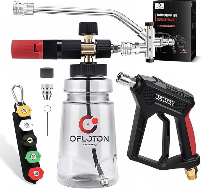 Pressure Washer Foam Gun & Dual Connector Accessory, Short Power Washer Gun & Foam Cannon & Double Tip Attachment Car Wash Kit, 1/4" Quick Connector, M22 Male Inlet, 4000 PSI Foam Sprayer