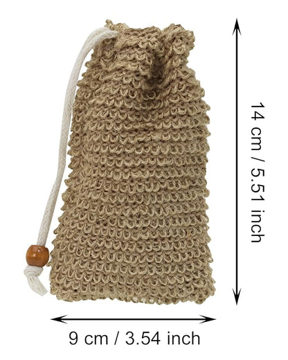 3pcs Soap Bag Net Pouch Saver Pocket Soap Lifting Pads Natural Sisal Jute Foaming Mesh Body Scrubber Bath Exfoliator Exfoliating Drying Soap Holder for Shower Gift DIY Craft (9x14cm, Brown)
