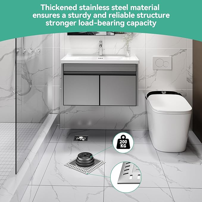 Drain Hair Catcher for Bathroom Sink,4.8" Stainless Steel and Silicone Shower Drain Covers Suitable for Drains and Bathroom Floors (1, Gray)