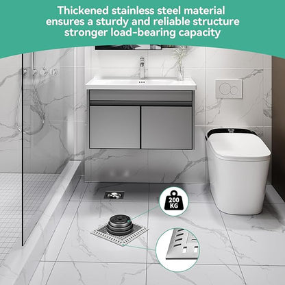 Drain Hair Catcher for Bathroom Sink,4.8" Stainless Steel and Silicone Shower Drain Covers Suitable for Drains and Bathroom Floors (1, Gray)