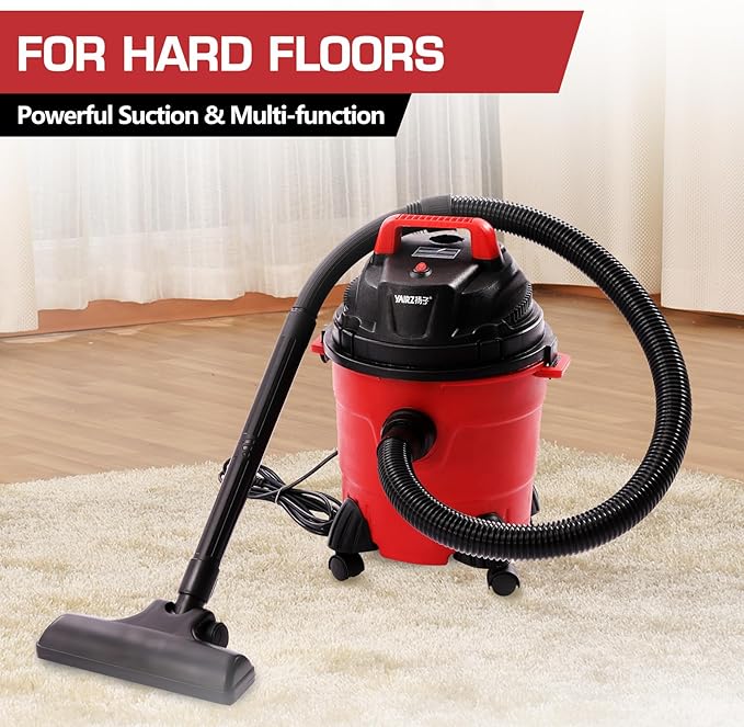 4 Gallon Wet Dry Vacuum Cleaner 1.34 Hp Shop Vacuum 1000W Portable Wet Dry Vac with Blower Function Floor Cleaner for Cleaning Car, Boat, Pet Hair, Hard Floor