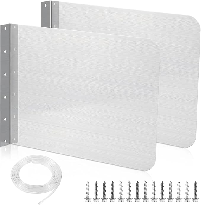 2 PCS Side Splash Guards for Sink, 12''x17'' Stainless Steel Kitchen Sink Splash Protectors with Screws, Restaurant Home Hand Sink Guards，Splash Guard for Kitchen Sink Area