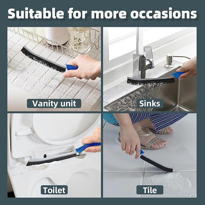 TQRR Toilet Brush, 4Pcs Bathroom Cleaning Brush, Toilet Scrubber, Deep Toilet Bowl Brush with Hanging Hole, Multifunctional Gap Cleaning Brush, Bristles for Kitchen Sinks, Tub,Shower (4, Lichen Blue)