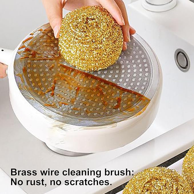 Copper Dish Scrubber - Extra Strong Ball | Heavy Duty Cleaning Ball for Pots, Pans & Grills - Removes Stubborn Dirt, Buildup & Stains