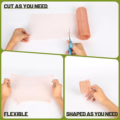 Copper Mesh Roll for Mice Rodent Rat, Sturdy 5'' x 33Ft & 8'' x 33Ft Copper Wool Mouse Trap Hole Filler for Bat Snail Bird Control, DIY Hole Filler for Vents, Soffits & Home Defense (2 Roll)