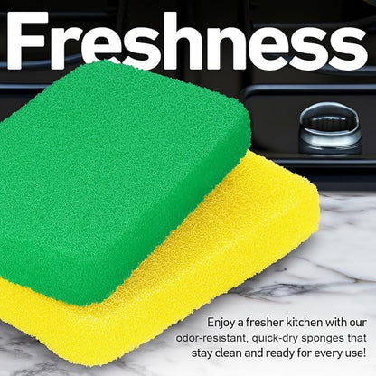 Casanero 6 Pack Silicone Dish Sponges, Heavy Duty Non Scratch Sponges for Dishwashing, Reusable Household Cleaning Sponges for Kitchen, Countertop, Bathroom, Non Stick Cookware or Car