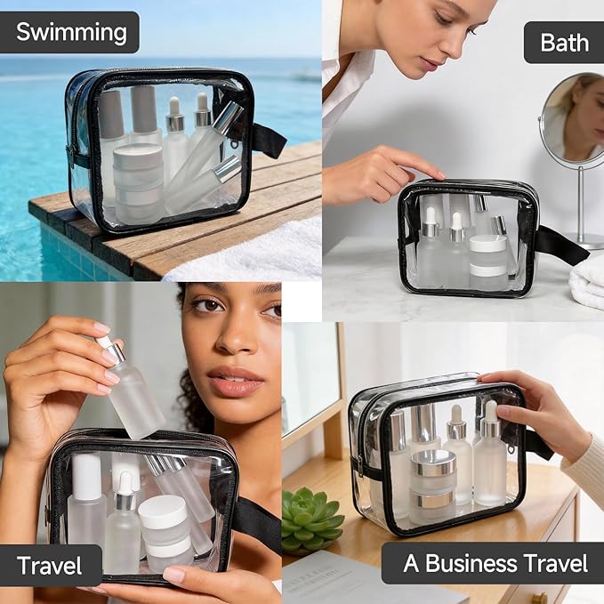 18-Pack Glass Travel Bottles Set, 1.35/0.7/1 oz TSA Approved Containers with Pump Spray, White Small Bottles for Toiletries, Makeup, Skincare