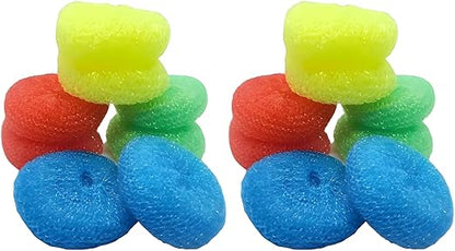 16-Pack Non-Scratch Nylon Scouring Pads – Durable Round Kitchen Scrubbers in 4 Colors – Safe for Non-Stick Cookware – 2.5" Diameter – Multi-Surface Cleaning Pads for Home, Kosher & Commercial Use