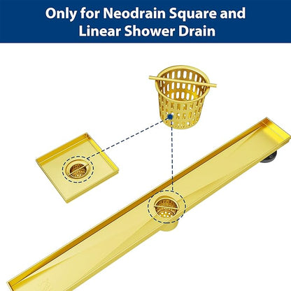 Neodrain Golden Strainer-Hook, Stainless Steel Hair and Debris Strainer, Only Fit Neodrain Shower Drain,Hair Trap,Shower Drain Hair Catcher with Lifting Hook