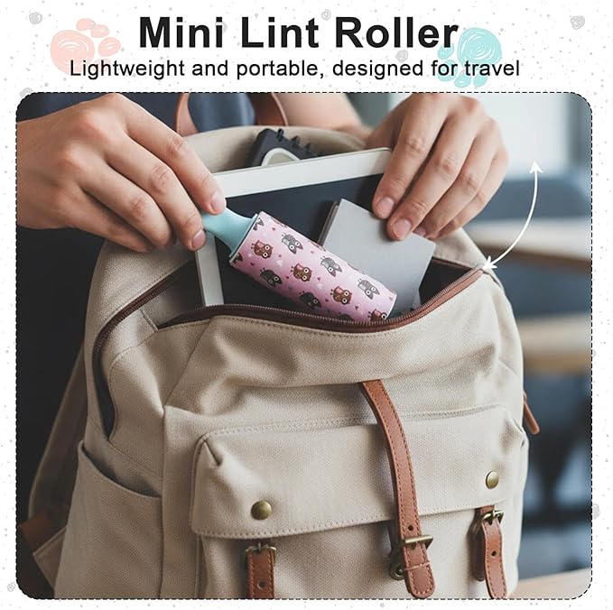 12 PCS Mini Lint Roller 360 Sheets Rollers for Pet Hair Extra Sticky Travel Size Pet Hair Remover Compact Lint Roller for Clothes Portable Sticky Remover Dust Furniture Car Seat Gift Bags