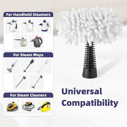 LOVECO 6 Pack Universal Steam Cleaner Accessories, Reusable Steam Shot Attachments, Steam Mop Pads, Handheld Steamer Washable Cloth- 3 Microfiber + 3 Coral Cloths + Laundry Bag
