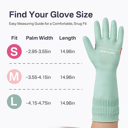 Cleaning Rubber Gloves, Waterproof Non-Slip Long Cuff Dishwashing Household Kitchen Gloves